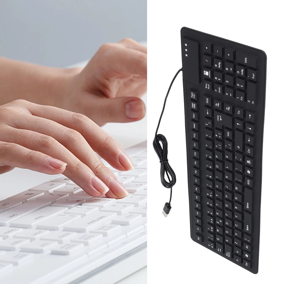 Keyboard 105 Key Spanish Usb Wired Foldable Quiet Waterproof Dustproof Si SPC - Image 3 of 4