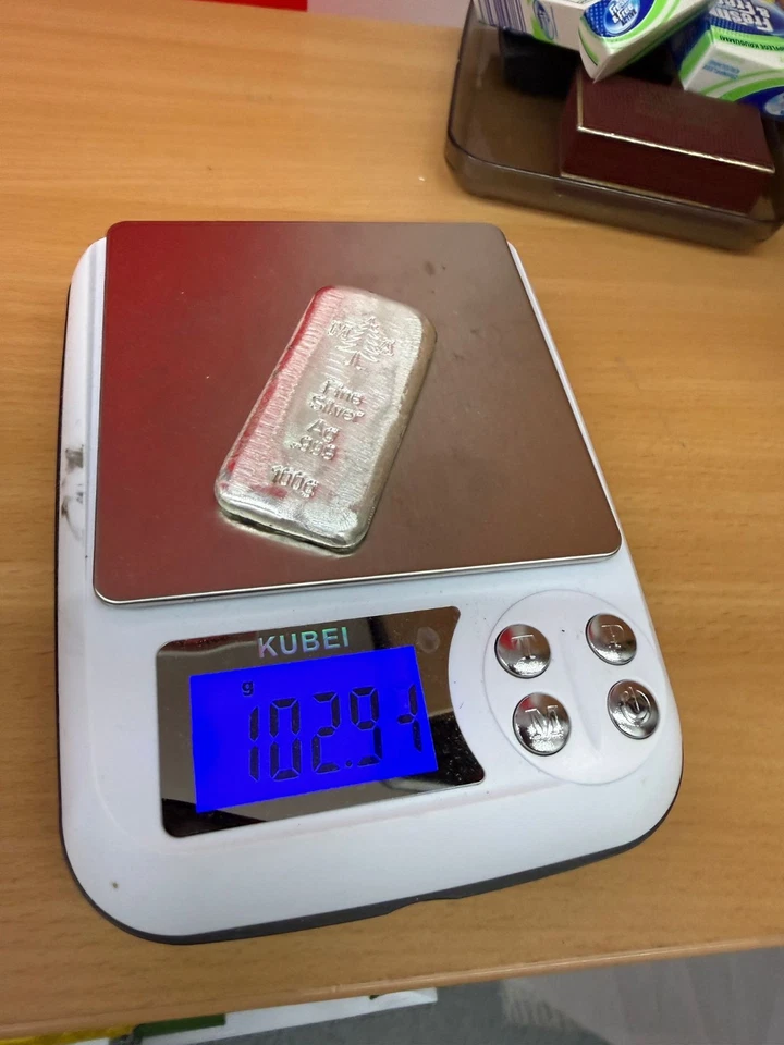 Silberbarren 100g 999 Silber✨ Anlagesilber Handgegossen🪞⭐✅ Feinsilber Barren - Bild 2 von 4