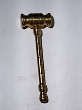 VINTAGE BRASS AUCTIONEER JUDGE GAVEL HAMMER 6"