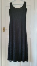 SIOLA vintage ladies long black silk dress,size M 
