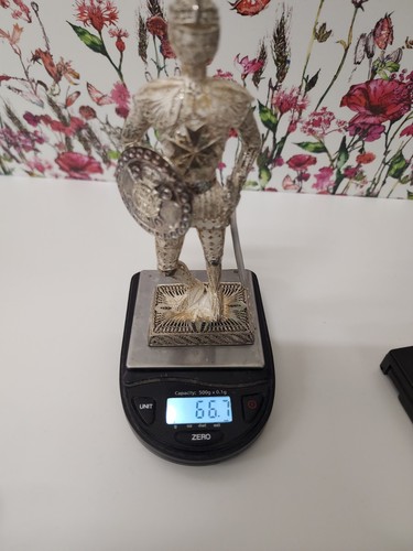 VINTAGE STERLING SILVER SUIT OF ARMOR SCULPTURE OR PAPER WEIGHT - Picture 8 of 8