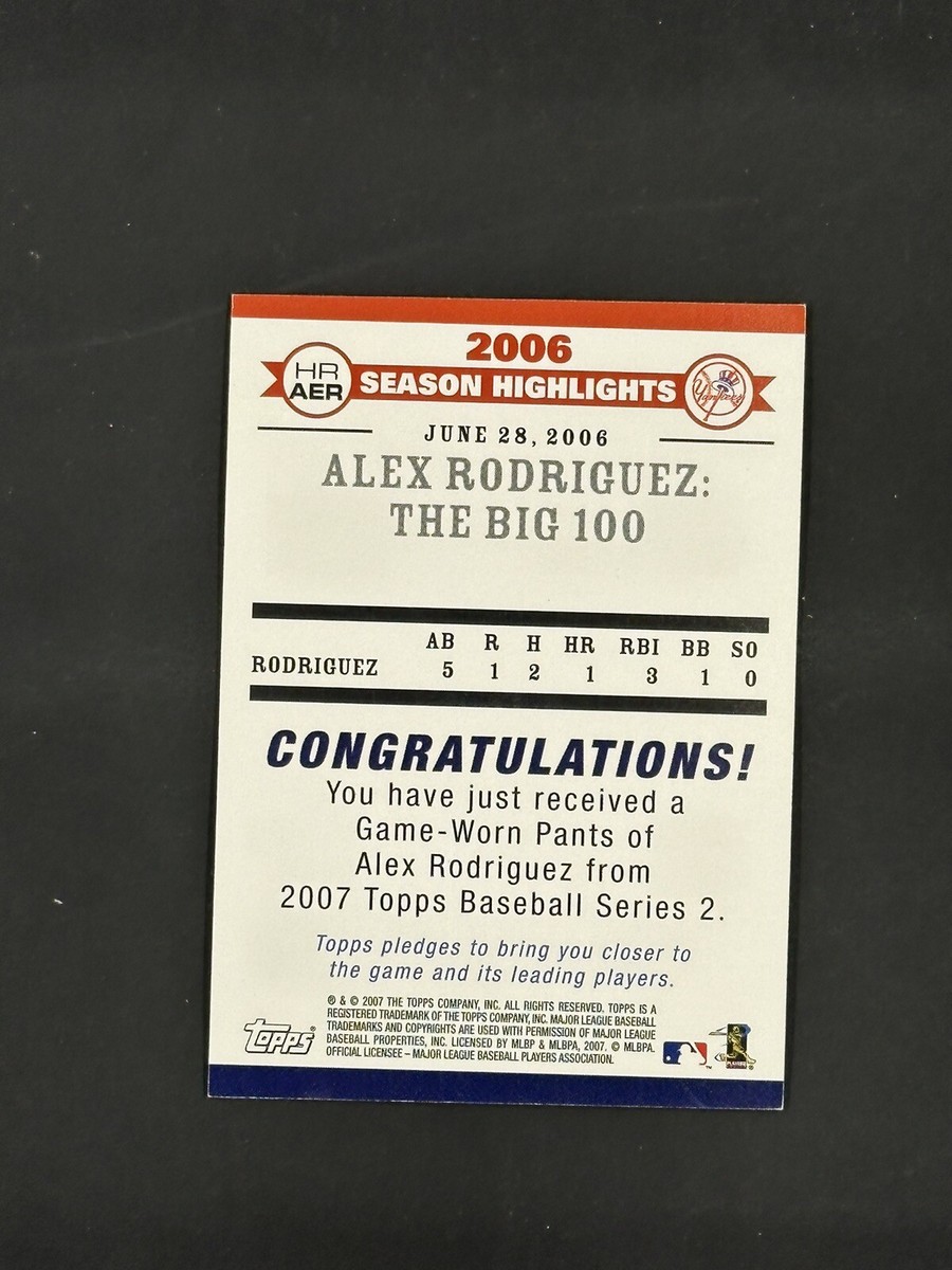 2007 Topps 2006 Highlights Relic Alex Rodriguez #HRAER | eBay