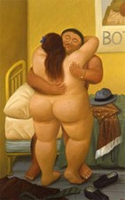 QUADRO STAMPA SU TELA CANVAS - botero - gli amanti - classico moderno