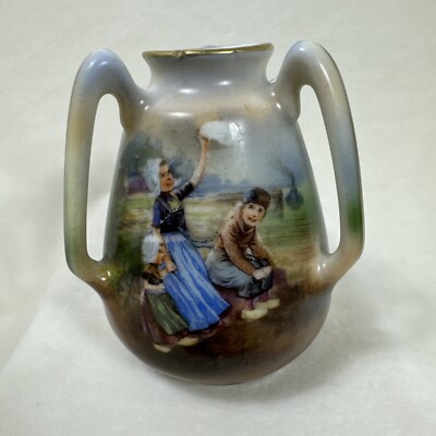 VTG RARE Unusual 3 Handled Royal Bayreuth Bavaria Creamer Dutch Children Germany