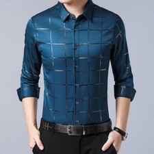 Men's Long Sleeve Plaid Dress Shirt