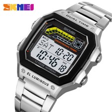 SKMEI Men Digital Watch Weekdate LED Wristwatch Male Steel Countdown Boy Watches