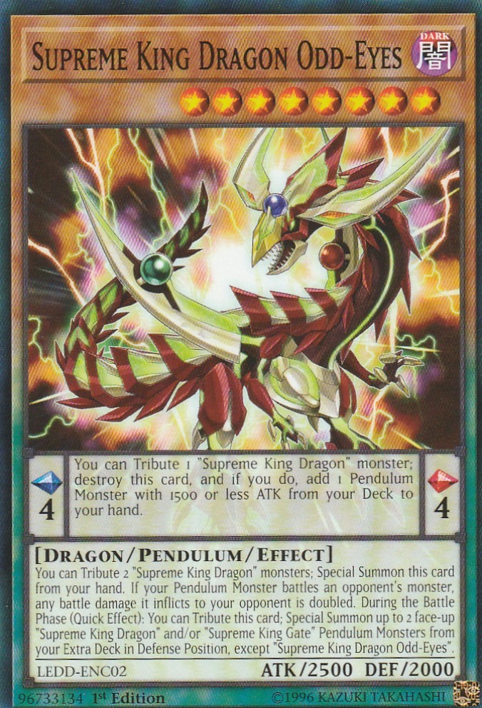 YUGIOH CARD SUPREME KING DRAGON ODD-EYES LEDD-ENC02 1ST EDITION YUGIOH CARD SUPREME KING DRAGON ODD-EYES LEDD-ENC02 1ST EDITION
