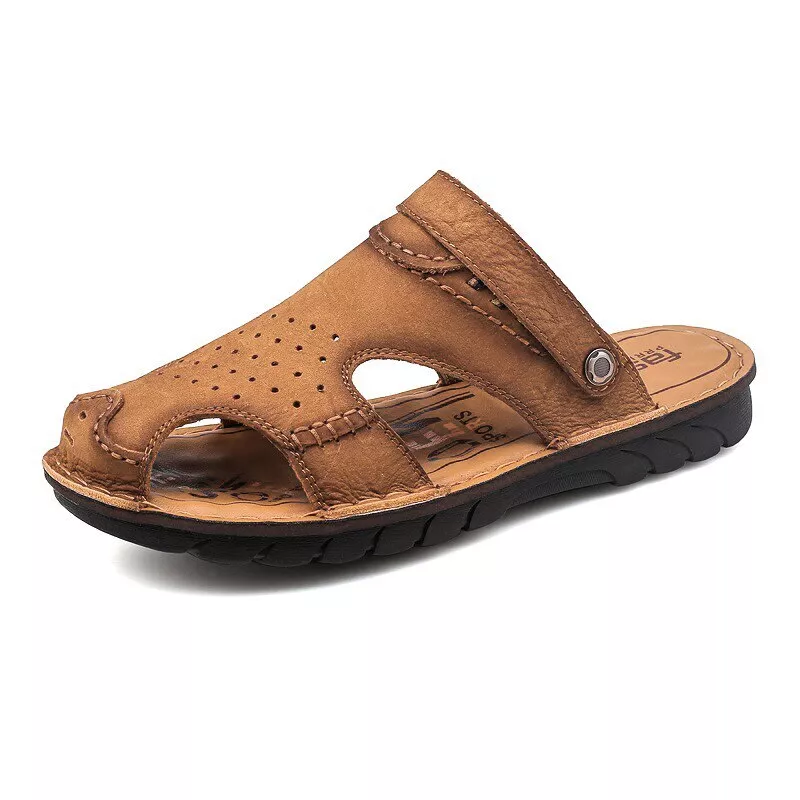 Men s Casual Shoes Genuine Leather Comfortable Sandals Outdoor Beach Slippers