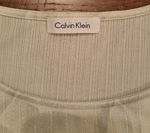 Calvin Klein Shirt Silver Gray White Sleeveless Top Size 2XL Womens - Picture 11 of 14