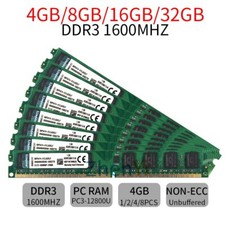 32GB 16GB 8GB 4GB PC3-12800U DDR3 1600MHz DIMM Intel Memory RAM For Kingston LOT