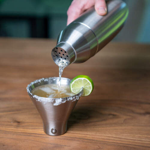 SNOWFOX Stainless Steel Cocktail Shaker and Martini Glass Set, Steel - Picture 2 of 3
