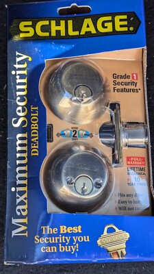 Schlage Maximum Security Deadbolt Antique Brass finish NOS B362N V 4 609