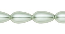 1 Strand 20 Teal Sage Glass Pearl 15x7mm-18x8mm Teardrop Beads with 1.3mm Hole 