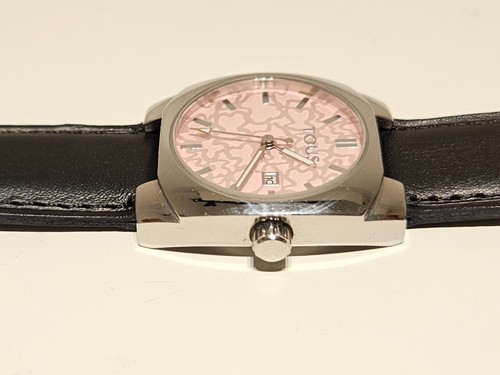 RETRO LUXURY ELEGANT PINK DIAL LADIES STAINLESS STEEL QUARTZ WATCH "TOUS"/00380 - Picture 9 of 13