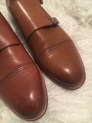 Express Dress Shoes Brown Monk Strap Leather Cap Toe Buckle  display picture 1