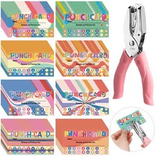 200 Pieces Reward Punch Cards with Hole Puncher 3.5 x 2 inch Incentive Loyalt...
