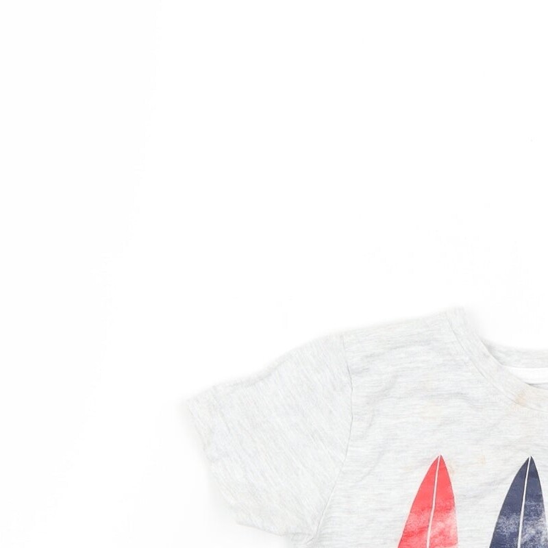 Primark Boys Grey Geometric Cotton Blend Basic T-Shirt Size 2 Years Round Neck image 5