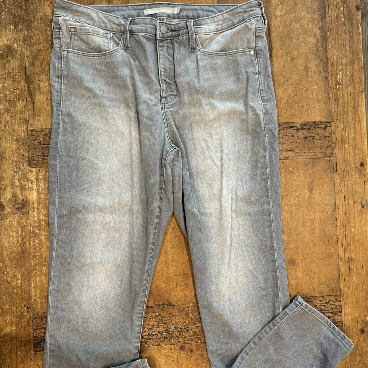 Athleta Jeans Womens Gray Denim Pants Skinny Sculptek Stretch Size 14