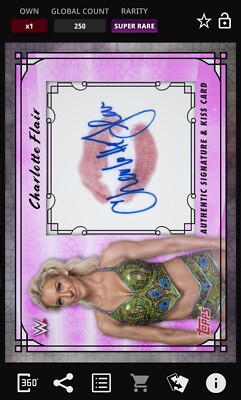 Topps WWE Slam 2017 Charlott Flair Kiss Signature 250cc Super Rare DIGITAL