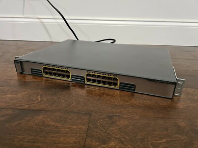 Cisco Catalyst 24-Ports Rack-Mountable Switch WS-C3750G-24T-S W/ Ears & Cord