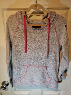 Hello Kitty Women's Pink Gray Long Sleeve Hoodie Sweater - Size S 