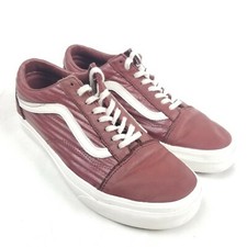VANS Old Skool Leather Burgundy White Sneakers 500714 US Size Men 6.5 / Women 8