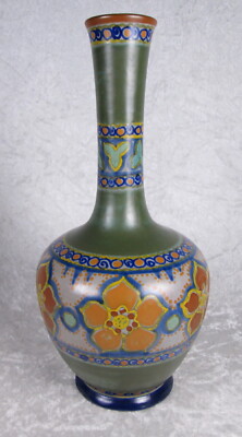 Gouda Pottery Vase Roba Holland PZH 1919 Art Nouveau Jugendstil 12-1/8 inch Tall