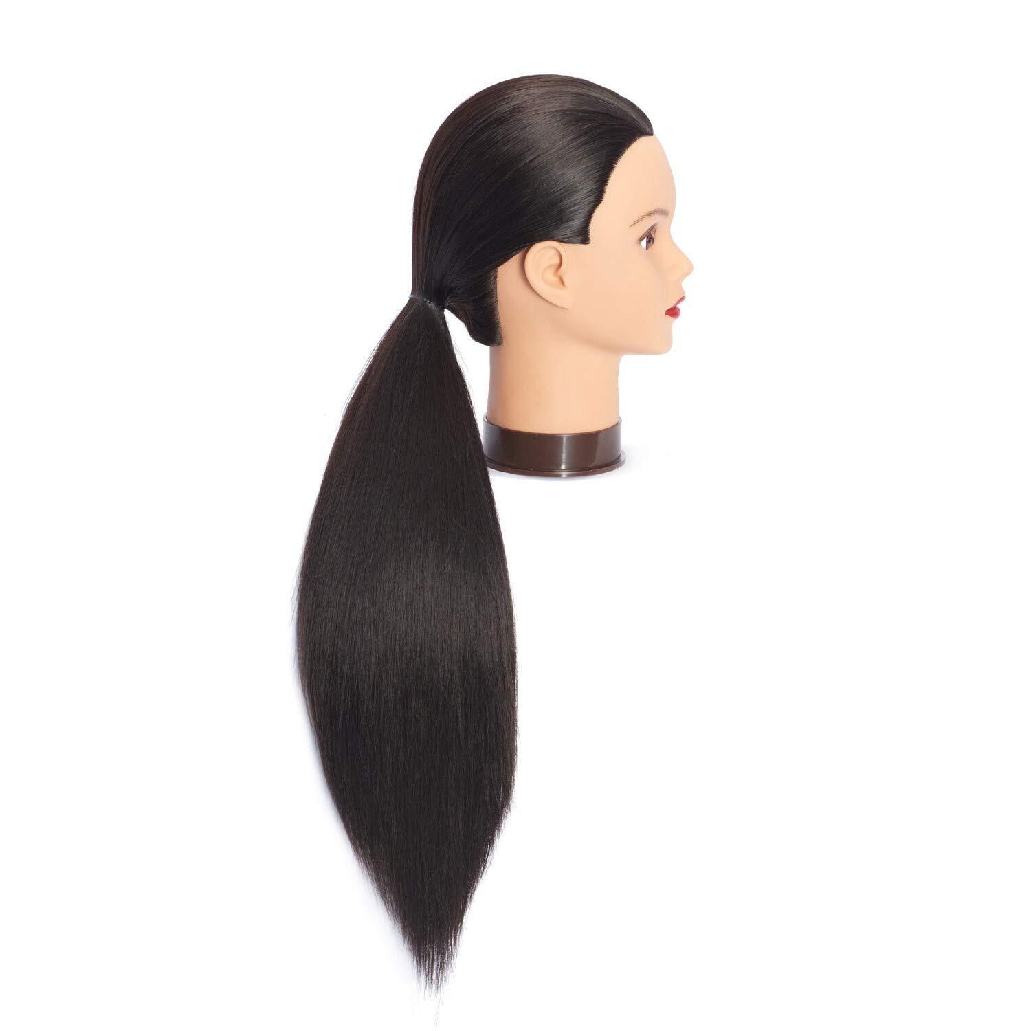 Long Hair Mannequin Head for Hairdressing Practice with Clamp Stand 26-28In