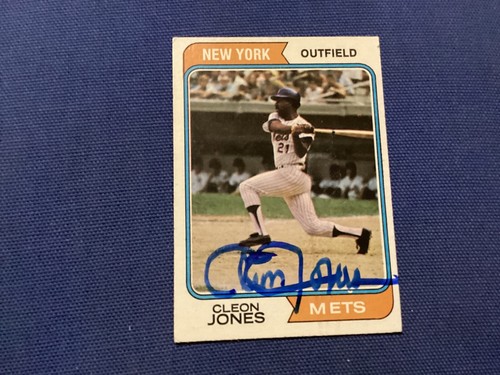 CLEON JONES SIGNED, NM 1974 TOPPS CARD # 245; NEW YORK METS OF/ FREE POSTAGE!!!! - 第 1/4 張圖片