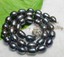 Natural 10-11mm Tahitian Rice-Shaped Black Pearl Necklace (14-48 Inches) Baroque