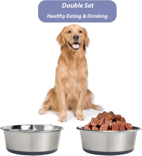 Durable Stainless Steel Dog Bowls for Large Dogs Food Dish, Non-Slip Silicone Ba - Picture 8 of 8