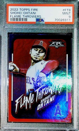 2022 TOPPS FIRE #FT8 SHOHEI OHTANI FLAME THROWERS SP FOIL PSA 9 MINT
