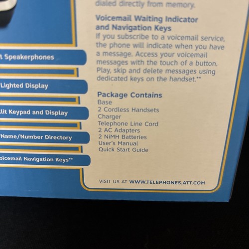 AT&T Dual Handset Cordless Telephone AT3211-2 Dect 6.0 Factory Sealed Brand New - Picture 4 of 6