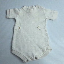 Vintage 0-3 mo. Friemanit Infant Body Suit White Knit Sweater Made in Israel