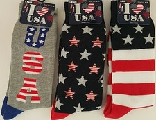 Patriotic Socks Red White Blue Men s Size 6 to 12 One Pair/Pk, Select: Design