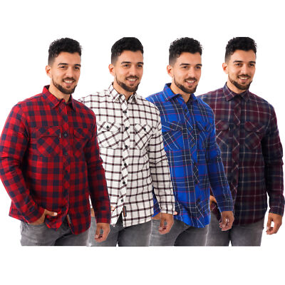 Neu Herren wattiert gesteppt gefüttert Holzfäller Fleece Hemd Flanell warm Arbeitsjacke 