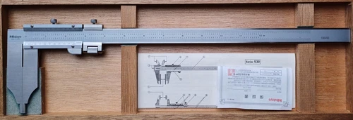 Mitutoyo 534-117 Stainless Steel Vernier Caliper, Long Jaw, 0-12"