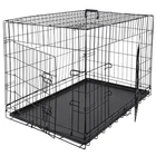 36" Dog Crate Kennel Folding Pet Cage 2 Door With Tray Indoor Pet Safe House