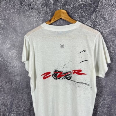 Kawasaki ZZR Motorcycle 80s T-Shirt Vintage White Size M | eBay