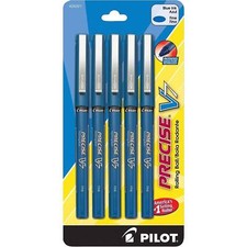 Pilot Rolling Ball Pen Precise V7 Liquid Ink Blue Needle Tip, Pack of 5 26021