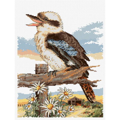Bushman's Alarm cross stitch chart, optional Zweigart aida & DMC thread