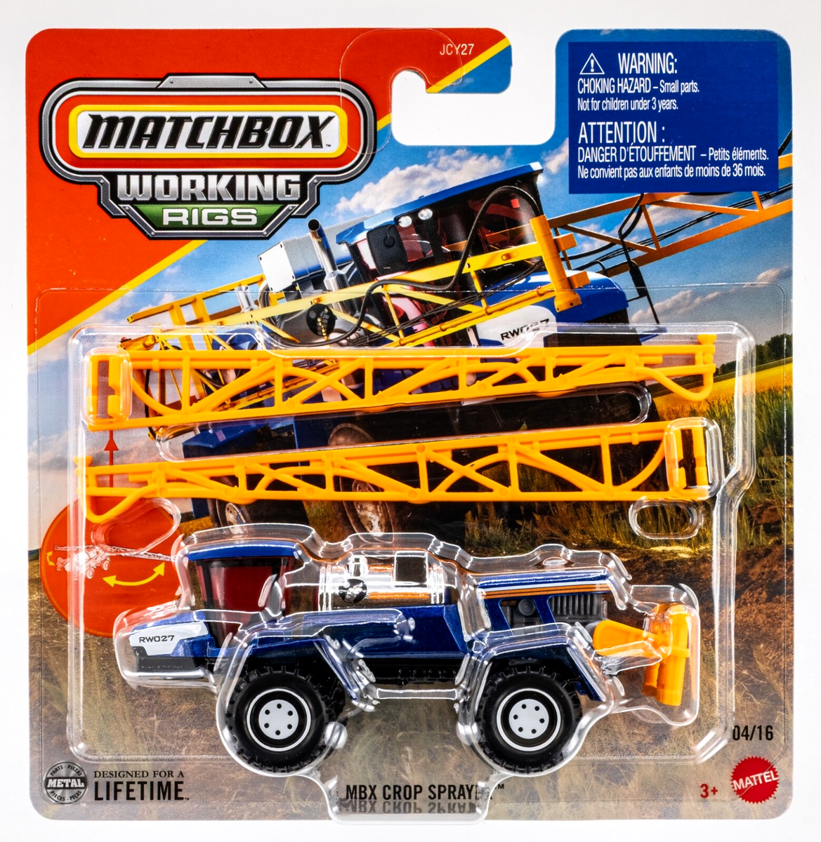 2025 Matchbox Working Rigs #04 MBX Crop Sprayer BLUE | ORANGE