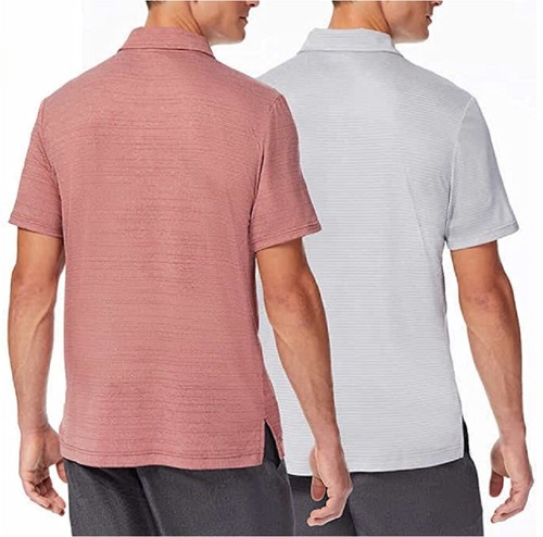 32 Degrees Cool Men's 2 Pack Performance Polo Shirt Rose Wood Haze/HT Icy Grey - Picture 2 of 2