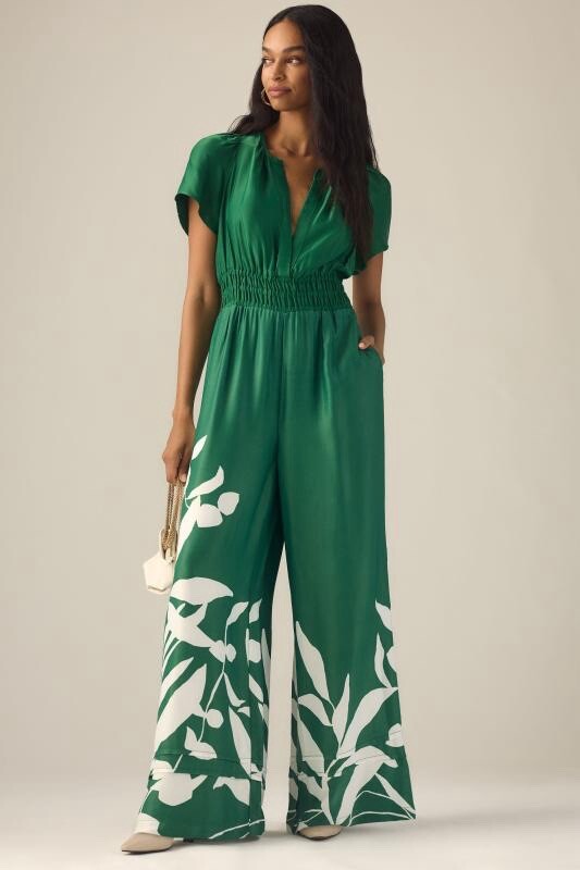 NWT ANTHROPOLOGIE The Somerset Jumpsuit Women's Size XS Green Floral