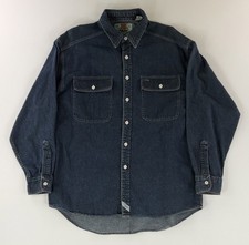 Levi's Shirt Denim VTG 90s Button Up Long Sleeve Dark Blue Mens L