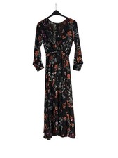 Kate&Lily Black Floral Dress Size 8 Maxi Crossover Long Sleeves Holiday Occasion