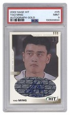 2002 SAGE HIT Yao Ming Gold Auto 204/250 PSA 9 MINT Rookie #H5 HOF NBA ROCKETS