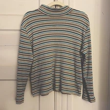 Caroline Taylor Essentials Womens M Striped Top With Shimmer Thread Layer Fairy