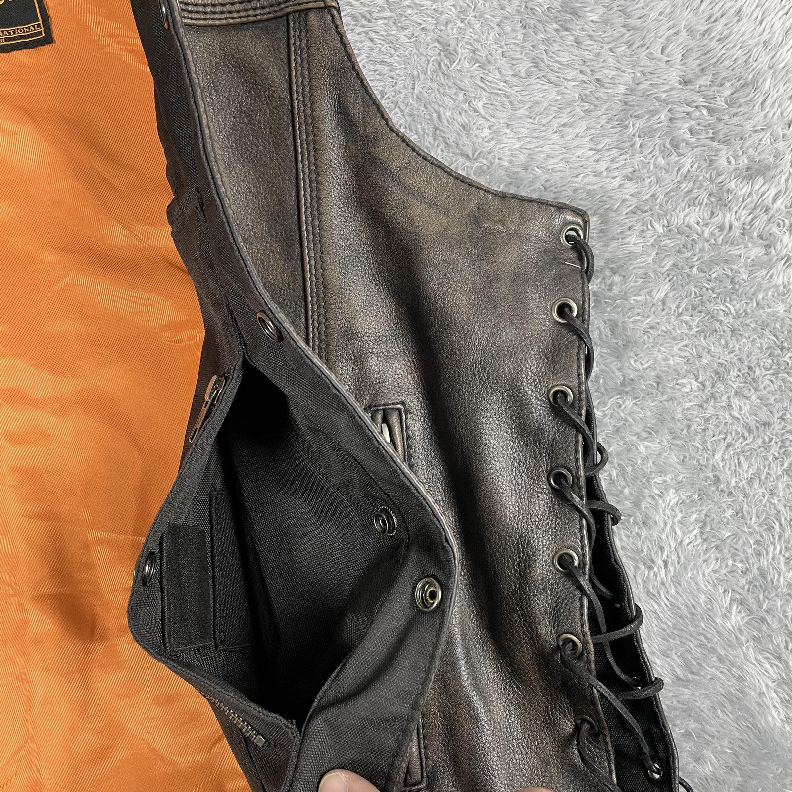 Milwaukee Leather Vest Mens 2XL Brown Distressed Side Lace Biker Motorcycle