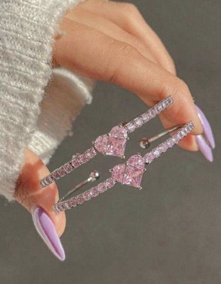 Pink Heart Rhinestone Bracelet | eBay
